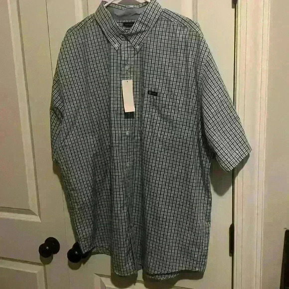 Chaps Plaid XXL Men’s Button Down Short Sleeve Shirt Light blue NWT - Picture 1 of 9
